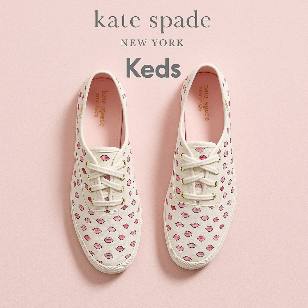Kate Spade x Keds “Lips Print” Champion Sneakers (WF60481) – Size 7.5